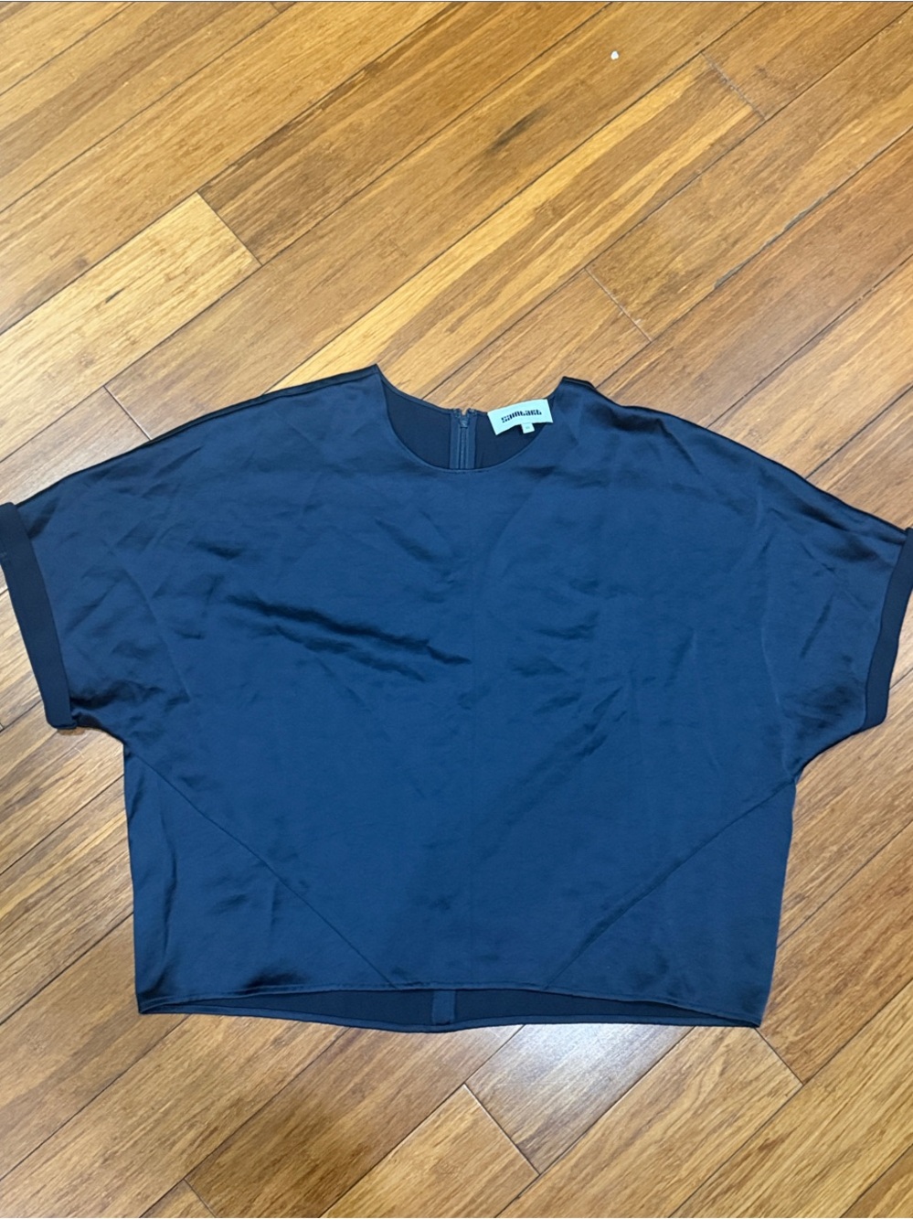 Saintart blue navy satin top XS